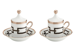 Ginori Catene Black Tete a Tete Coffee Set